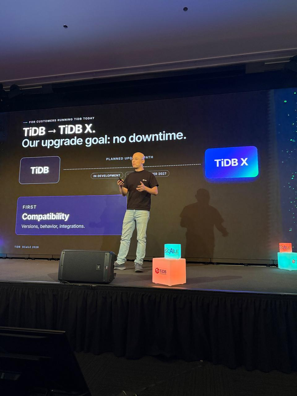 Slide: TiDB to TiDB X. Our upgrade goal: no downtime.